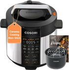 Cosori Electric Pressure Cooker 6 qt, 9-in-1 Instant Multi Cooker with Safer Venting Design, Rice Cooker, Slow Cooker, Sous Vide, Saute Pot, 1100W, Stainless Steel