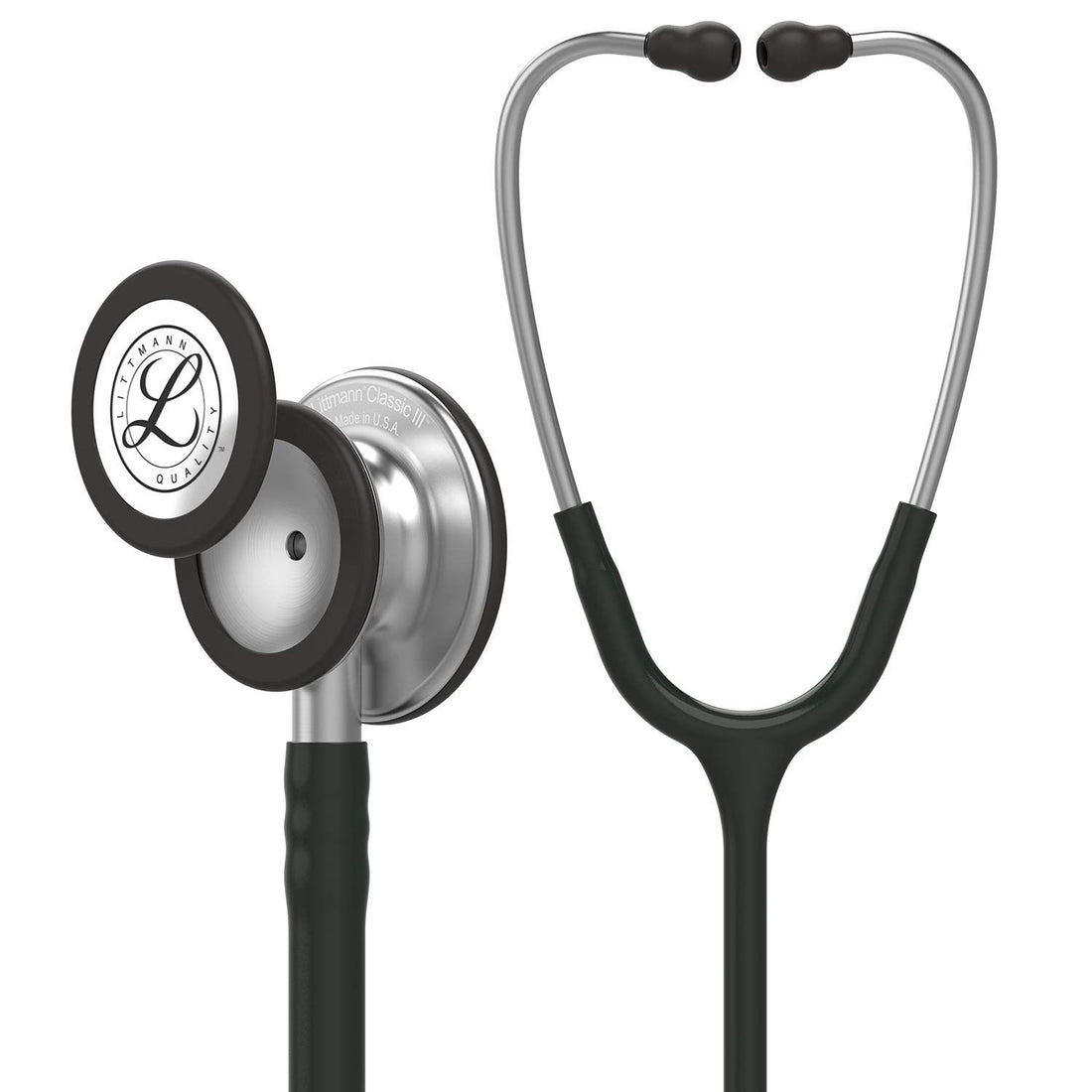 3M Littmann Classic III Monitoring Stethoscope, 5620, More Than 2X as Loud*, Weighs Less**, Stainless Steel Chestpiece, 69 cm (27) Black Tube