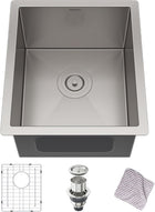 MENSAJOR RV Kitchen Sink, 15 x 17 Inch Undermount Kitchen Sink, Stainless Steel Drop in Sink for RV Tiny Home Small Space, Single Bowl Sinks with Basket Strainer