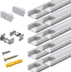 10 Pack 1M/3.3ft Aluminum LED Channel for LED Strip Lights Installation,Easy to Cut, Professional Finish,U-Shape Aluminum Profile with All Accessories for Easy Installation