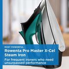 Rowenta Pro Master Stainless Steel Soleplate Steam Iron for Clothes, Anti-Drip Protection, 210 g/min, 400 Microsteam Holes, 1775 Watts Iron Steamer for Clothes, Powerful Steam DW8360