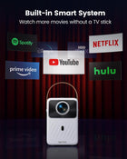 [Built-in Battery & Apps] Mini Projector with WiFi and Bluetooth, Battery Powered Projector 1080P, TOPTRO Smart Portable Projector, Auto Focus Keystone, Outdoor Movie Projector for Phone/TV Stick