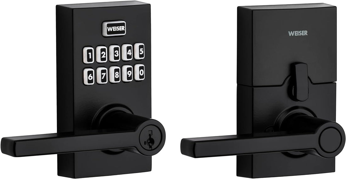 Weiser Smartcode 10 Matte Black Keyless Entry Door Lock with Handle/Deadbolt Lock, Keypad Door Lock with Auto Lock, Up to 30 User Codes, Electronic Door Handles/Door Locks for Entry Door & Garage
