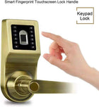 Smart Door Lock,LUOOV Digital Door Lock,Unlock with Remote Control, M1 Card, Code and Key,Handle Direction Reversible (Fingerprint Golden)