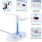 Charging Station Stand for PlayStation VR2 Controller & Headset with RGB Light, MENEEA Charger Dock Accessories Holder for PS VR2 Sense Controller with LED Indicator, VR2 Magnetic Fast Charger (White)