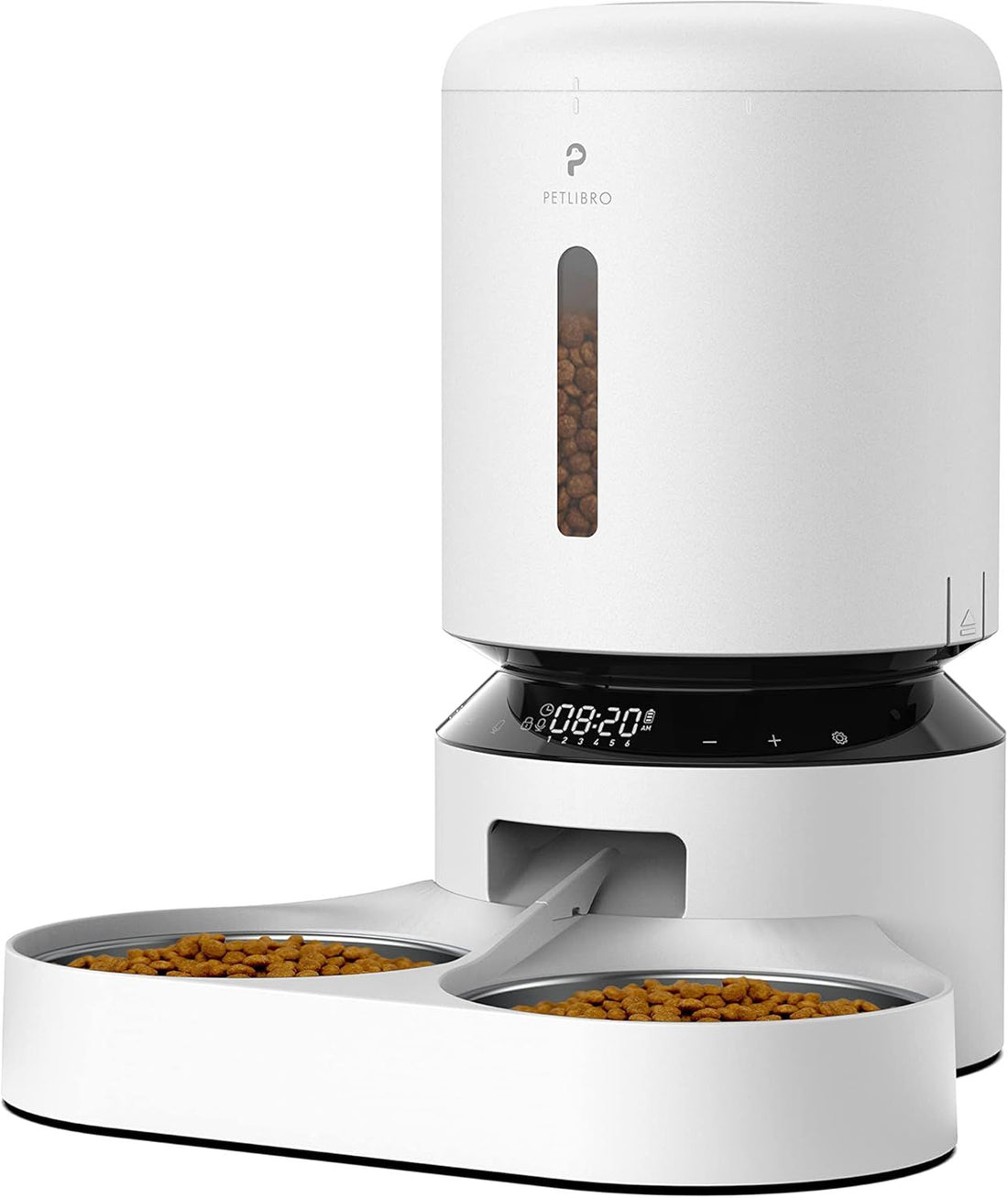 PETLIBRO Automatic Cat Feeder, 4-6L Auto Cat Dry Food Dispenser with Desiccant Bag, Portion Control 1-4 Meals per Day & 10s Voice Recorder for Small & Medium Pets (2/5L, White)