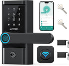 WiFi keypad Door Lock with Handle: NUTOMO keyless Entry doorlock deadbolt with Handle Set,Fingerprint Smart Lock for Front Door,Smart Electronic Deadbolt with Alexa/Bluetooth/App Control Black