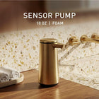 simplehuman Sensor Pump Foam Stainless Steel, Automatic Soap Dispenser for Kitchen and Bathroom, Touch-Free, Variable Dispense for Volume Control, Brass