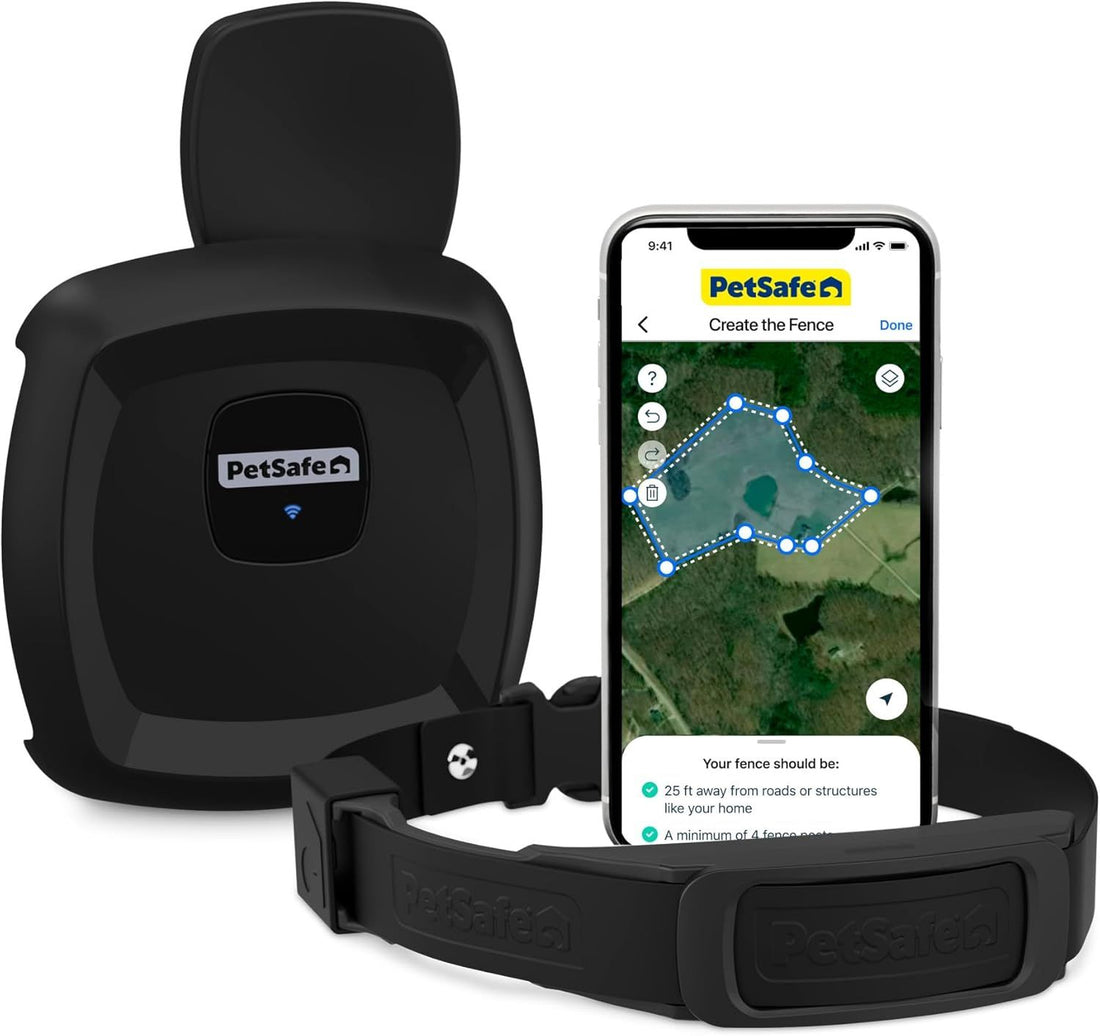PetSafe Guardian GPS Dog Fence – No Subscription – Create Your Own Wireless Fence for Dogs – for Yards 3/4 Acres or Larger – World\'s Safest GPS Dog Fence Tech – New, Redesigned Collar