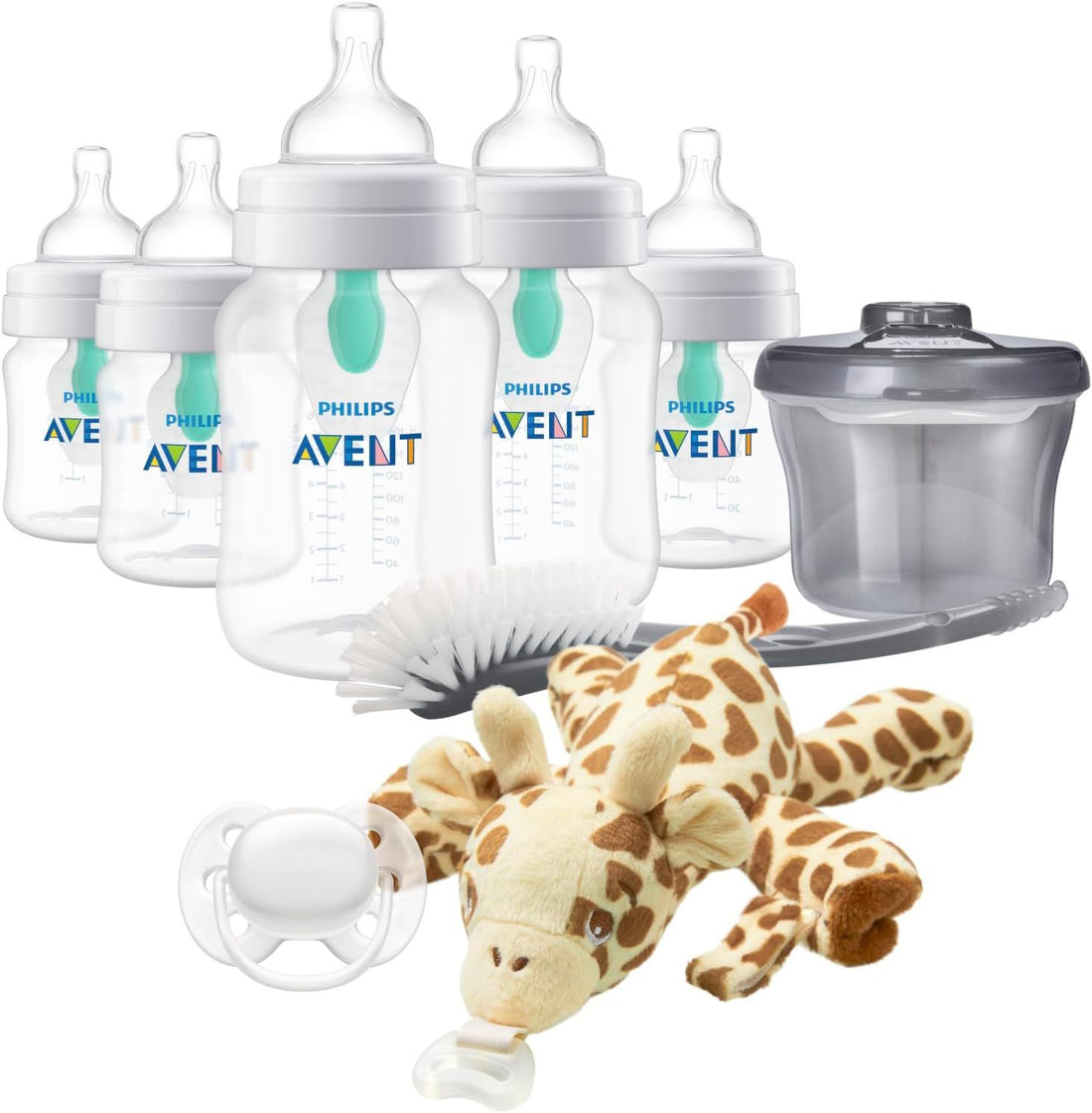 Philips Avent Anti-colic Baby Bottle with AirFree Vent Newborn Gift Set With Snuggle, Clear, SCD306/10