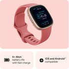 Google Fitbit Versa 4 - Fitness Smartwatch - Pink Sand / Copper Rose | Fitness Smartwatch with Daily Readiness, GPS, 24/7 Heart Rate, 40+ Exercise Modes, Sleep Tracking and More, One Size