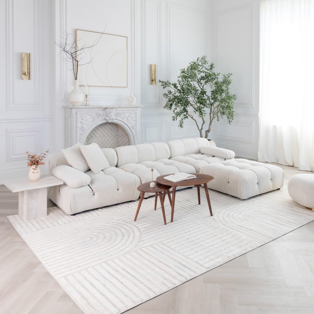Rug Branch Astra 5\'x8\' (Exact Size: 5\'3 x 7\'7) Modern Indoor Area Rug, Cream Beige - Living Room, Bedroom, Dining Room, and Kitchen