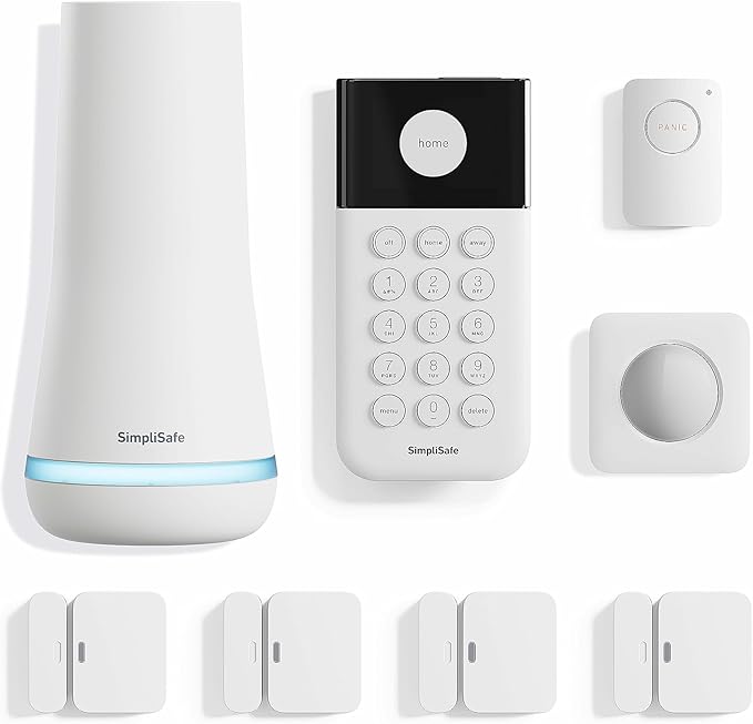 SimpliSafe 8 Piece Wireless Home Security System - Optional 24/7 Professional Monitoring - No Contract - Compatible with Alexa and Google Assistant, White