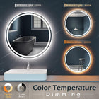KWW 24 Inch Large Modern LED Round Bathroom Vanity Mirror, Color Temperature Adjustable, Anti-Fog Dimmable Lights, Easy to Install, Wall Mounted Makeup Mirror with Smart Touch Button