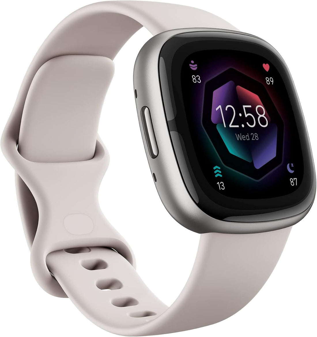 Google Fitbit Sense 2 - Health & Fitness Smartwatch - Lunar White/Platinum | Advanced Health and Fitness Smartwatch to Manage Stress and Sleep, ECG App, SpO2, 24/7 Heart Rate, GPS, One Size
