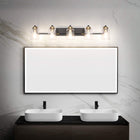 SOLFART Vintage Wall Bathroom Vanity Light Black Metal with Clear Glass Bronze Fixtures Wall Mount Lighting Sconce (7600-5 Lights)
