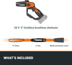 WORX WG324.9 20V Power Share 5” Cordless Pruning Saw, Bare Tool Only, Black and Orange