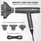 slopehill Professional Ionic Hair Dryer with Diffuser - Lightweight, Compact, Powerful & Fast Salon Blow Dryer with High Speed Brushless Motor for Travel, Women & Men (Ceramic, Dark)