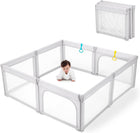 Doradotey Baby Playpen, Foldable & Adjustable Play Yard for Babies and Toddlers, 71\x59\ Large Play Pen with Zipper Gates, Activity Play Fence, Breathable Mesh Anti-Fall Playpen(Grey)