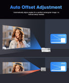 Short Throw Projector with 4k Support, Built-in Apps, Smart Projector with Wifi and Bluetooth , Electric Focus, 2 x 8W Stereo Speakers for Bedroom and Outdoor Use HY450NTV