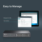 TP-Link 16-Port Gigabit Rackmount Easy Smart Web-Managed PoE Plus Switch, 8-Port, 802.11at, 150W, PoE Auto Recovery, Black (TL-SG1016PE)