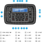 Marine Stereo Radio FM/AM USB for ATV UTV RZR XP900 Motorcycle Boat Golf Cart Truck SPA Powersports Car Vehicles Headunit Sound System Compatible with Bluetooth