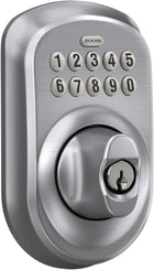 Schlage Plymouth Electronic Keypad Deadbolt Lock, Keyless Front Door Entry, Mechanical Key Backup Included, Satin Chrome, BE365 PLY 626