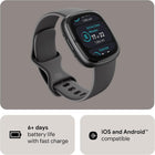 Google Fitbit Sense 2 - Health & Fitness Smartwatch - Shadow Grey/Graphite | Advanced Health and Fitness Smartwatch to Manage Stress and Sleep, ECG App, SpO2, 24/7 Heart Rate, GPS, One Size
