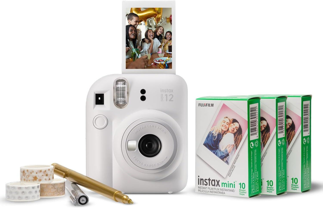 Fujifilm INSTAX Mini 12 Instant Camera Party Bundle - Clay White