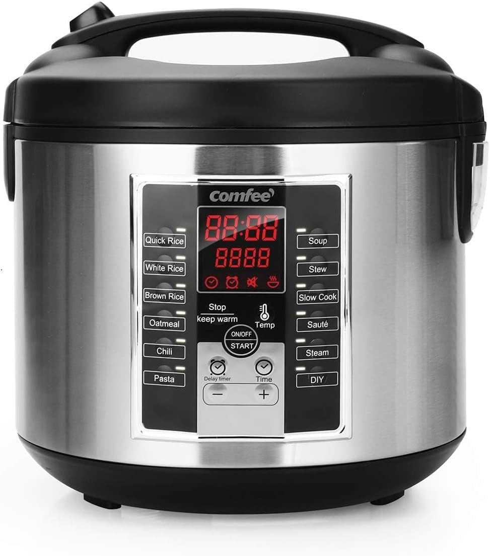 COMFEE\' Rice Cooker 10 cup uncooked, Food Steamer, Stewpot, Saute All in One (12 Digital Cooking Programs) Multi Cooker Large Capacity 5.2Qt, 24 Hours Preset
