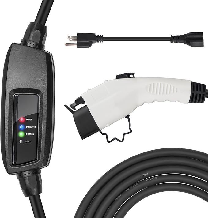 BougeRV Portable EV Charger Cable (16A, 25FT) EVSE Electric Vehicle Charging Station with NEMA5-15