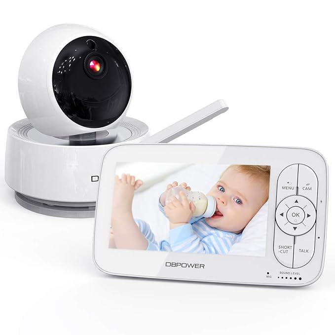 DBPOWER Video Baby Monitor, 1080P 5 HD Display Baby Monitor with Camera and Audio, Night Vision, Two-Way Audio, Up to 900ft of Range