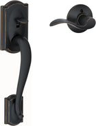 Schlage FE285 CAM 716 Acc RH Camelot Front Entry Handleset with Interior Accent Lever for Right Handed Door, Aged Bronze