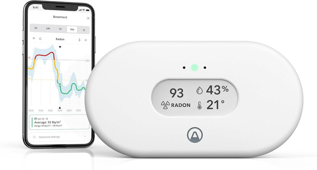 Airthings View Radon 2989 - Radon Monitor (Radon, Humidity, Temp) with WiFi & Calm Tech Display