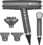 slopehill Professional Ionic Hair Dryer with Diffuser - Lightweight, Compact, Powerful & Fast Salon Blow Dryer with High Speed Brushless Motor for Travel, Women & Men (Ceramic, Dark)
