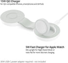 Twelve South Butterfly SE 2-in-1 Qi2 USB-C MagSafe Charging Station (Not Wireless) Travel Charger for iPhone 15/14/13/12, Apple Watch, AirPods Pro Portable Charging Stand, White