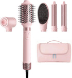 MESCOMB 5 IN 1 Dual Voltage Hair Dryer Brush - 1400 Watts Professional Hot Air Styler No Heat Damage Frizz-Free for Drying, Volumizer, Curl, Straighten, 110,000 RPM Negative Ionic Hair Styler