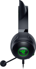 Razer Kraken Kitty V2 USB Wired RGB Headset: Chroma Kitty Ears - Stream Reactive Lighting - HyperClear Cardioid Mic - Triforce 40 mm Drivers - 7.1 Surround Sound - Classic Black