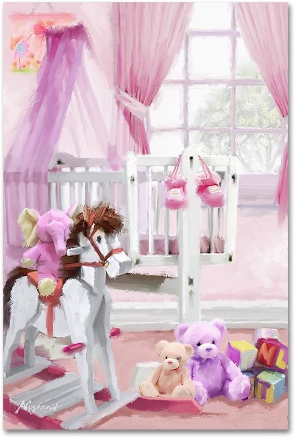 Trademark Fine Art ALI09628-C3047GG Baby Girl\'s Cot by The Macneil Studio 30x47 Canvas Wall Art