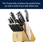 HENCKELS Premium Quality 15-Piece Knife Set with Block, Razor-Sharp, German Engineered Knife Informed by Over 100 Years of Masterful Knife Making, Lightweight and Strong, Dishwasher Safe