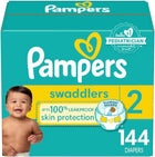 Pampers Swaddlers Diapers, Size 2 (10-22 lbs), 144 Count, Absorbent, Keeps Baby Dry and Comfortable, Skin Safe Disposable Baby Diaper