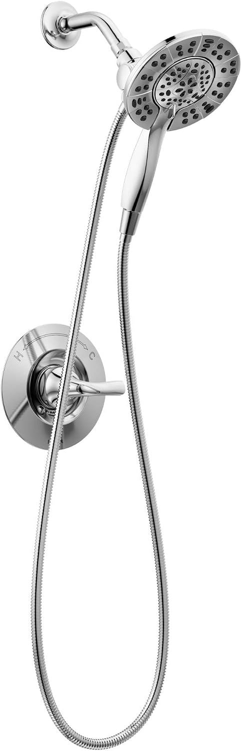 Delta Faucet Arvo 14 Series Single-Handle Shower Faucet, Shower Trim Kit with 4-Spray In2ition 2-in-1 Dual Hand Held Shower Head with Hose, Chrome 142840-I (Valve Included)