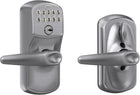 Schlage Plymouth Keypad Lock with Lever Handle, Electronic Keyless Door Entry, Auto‑Lock Enabled, Satin Chrome, FE575 PLY 626 JAZ