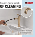 Delta Faucet Nicoli Pull-Down Single Hole Bathroom Faucet, Gold Bathroom Sink Faucet, Bathroom Faucet with Pull Out Sprayer, Single Handle Bathroom Faucet, Champagne Bronze 15849LF-CZPD