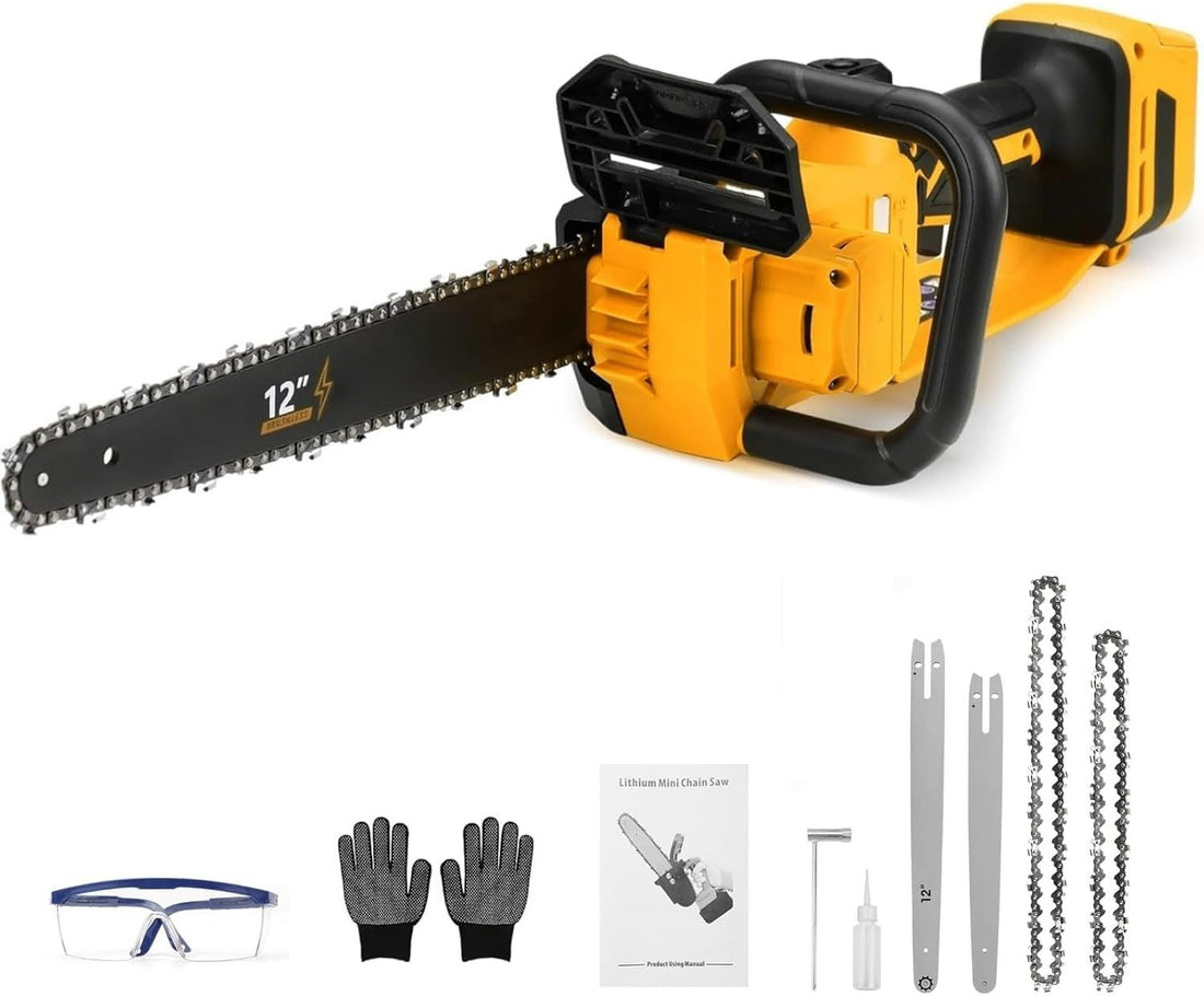 10/12 Inch Cordless Chainsaw for Dewalt 20V Battery, Brushless Electric Chain Saw with Auto Oiler & Security Lock, 8700RPM for Wood Cutting, Tree Trimming, Pruning (Bare Tool, Without Battery)