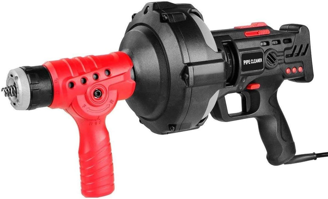 Handheld Drain Auger 25’ Feet/7m Electric Max 300W Cord w/Replaceable Cable Flexible Snake Clog Cleaner Auto-Feed Plumbing for 3/4 to 2 Inch/19-50mm Pipe Kitchen Sink Toilet Tub & Shower w/LED Light