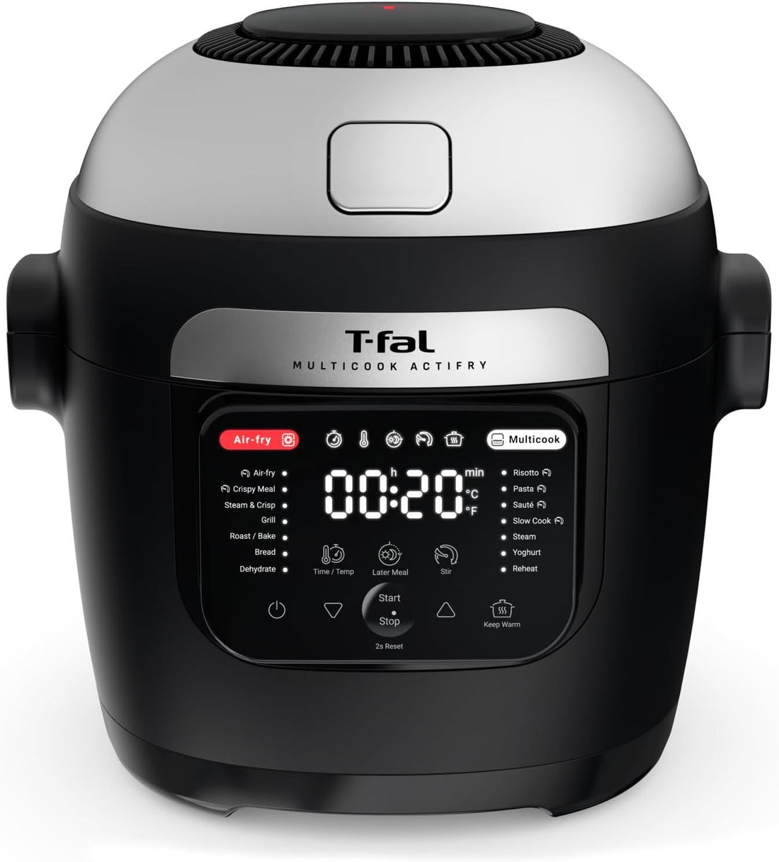 T-fal Multicook Actifry, Multicooker & Air Fryer with Automatic Stirring Paddle, 6 L / 6.3 Qt., Chrome