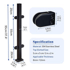 Stainless Steel Square Glass Railing Post System with Clamp - Glass Railing Posts for Balustrade, Fence, Balcony, Stairs, Deck, Pool, Garden, Indoor, Outdoor (37.4in)