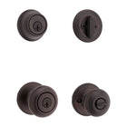 Kwikset Cove Venetian Bronze Exterior Single-Cylinder Deadbolt and Keyed Entry Door Knob Combo Pack ft. SmartKey Security