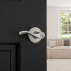 Kwikset Balboa Satin Nickel Exterior Keyed Entry Door Handle ft. SmartKey Security